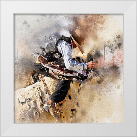 Bull Ride White Modern Wood Framed Art Print by Bolokofsky, Ronald