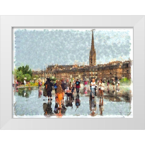 Bordeaux Place Royale White Modern Wood Framed Art Print by Bolokofsky, Ronald