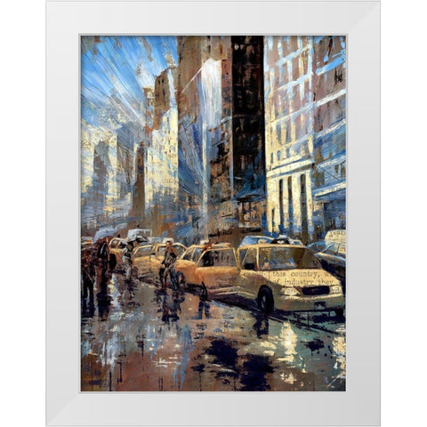 New York Taxis I White Modern Wood Framed Art Print by Bolokofsky, Ronald