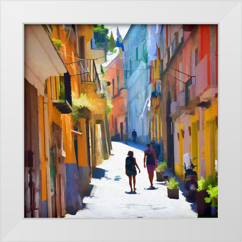 Steep Narrow Street White Modern Wood Framed Art Print by Bolokofsky, Ronald