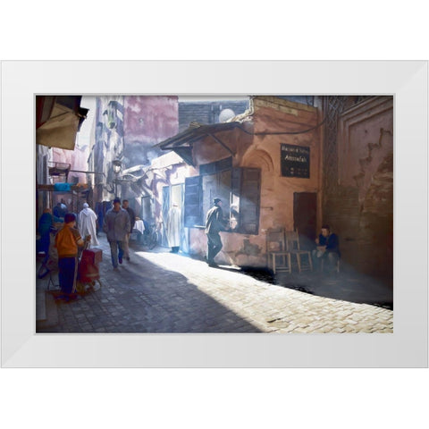 Streets of Marrakech White Modern Wood Framed Art Print by Bolokofsky, Ronald