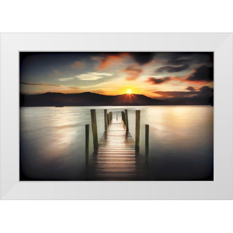Jetty Sunset White Modern Wood Framed Art Print by Bolokofsky, Ronald