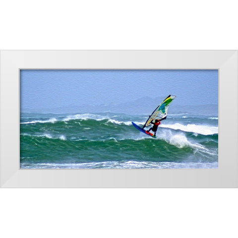 Wind Surfing White Modern Wood Framed Art Print by Bolokofsky, Ronald