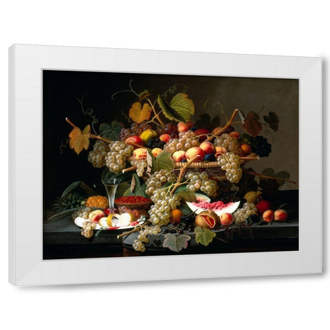 Still Life with Fruit White Modern Wood Framed Art Print by Bolokofsky, Ronald