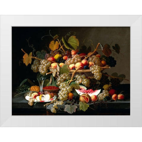 Still Life with Fruit White Modern Wood Framed Art Print by Bolokofsky, Ronald