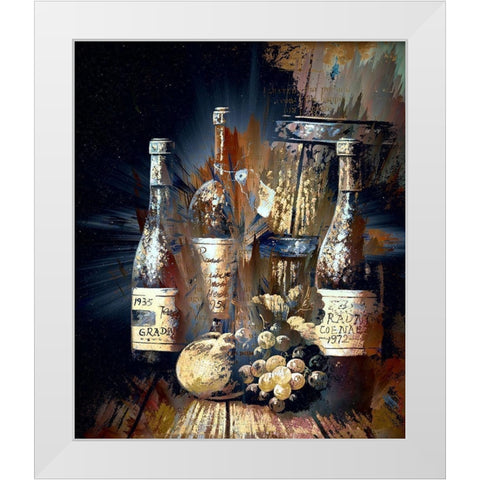 Vintage Wine I White Modern Wood Framed Art Print by Bolokofsky, Ronald
