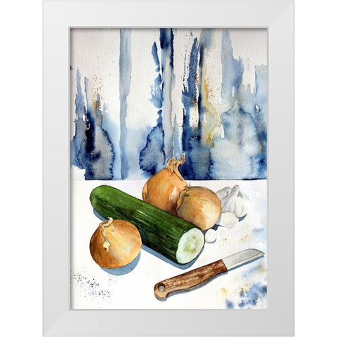 Cutting Up the Veggies White Modern Wood Framed Art Print by Bolokofsky, Ronald