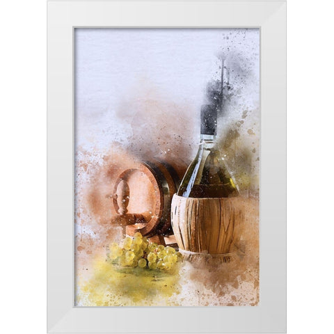 Wine and Grapes I White Modern Wood Framed Art Print by Bolokofsky, Ronald
