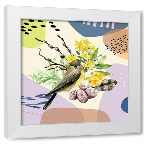 Bird On A Branch 125 White Modern Wood Framed Art Print by Bolokofsky, Ronald