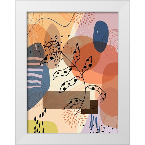 Floral Abstract 303 White Modern Wood Framed Art Print by Bolokofsky, Ronald
