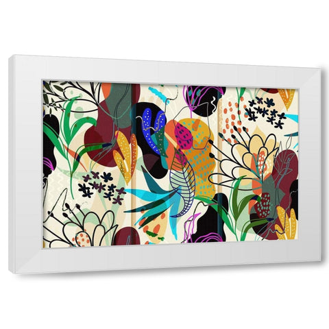 Floral Collage I White Modern Wood Framed Art Print by Bolokofsky, Ronald
