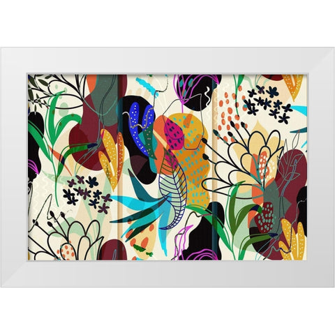 Floral Collage I White Modern Wood Framed Art Print by Bolokofsky, Ronald