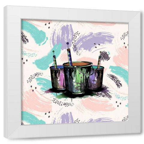 Happy Brushstrokes 255 White Modern Wood Framed Art Print by Bolokofsky, Ronald