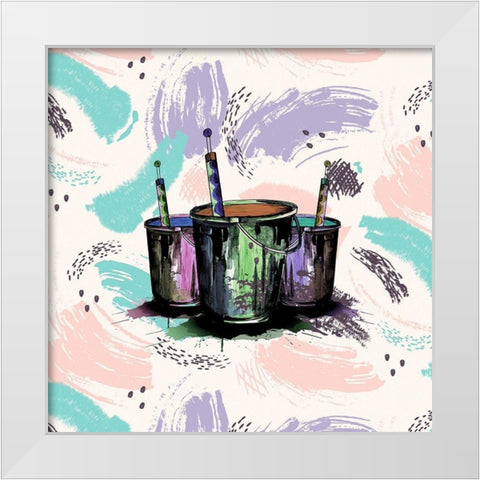 Happy Brushstrokes 255 White Modern Wood Framed Art Print by Bolokofsky, Ronald
