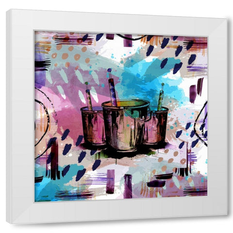 Happy Brushstrokes 256 White Modern Wood Framed Art Print by Bolokofsky, Ronald