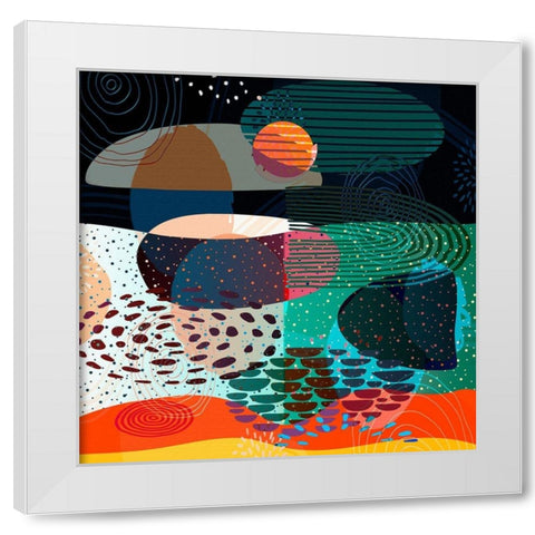 Mid Century Abstract 585 White Modern Wood Framed Art Print by Bolokofsky, Ronald