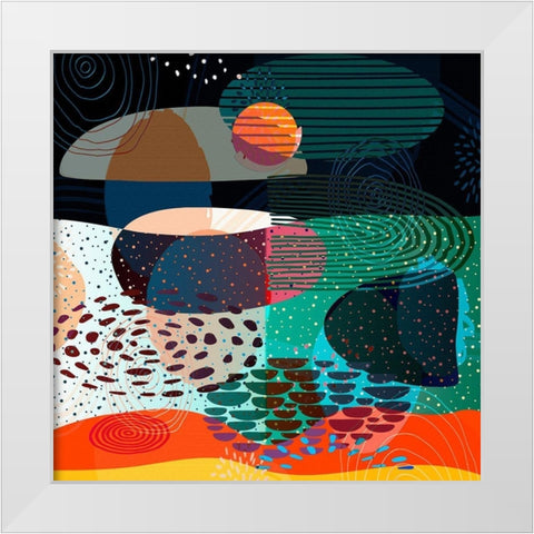 Mid Century Abstract 585 White Modern Wood Framed Art Print by Bolokofsky, Ronald