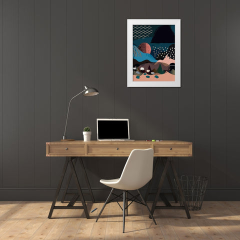 Mid Century Landscape 481 White Modern Wood Framed Art Print by Bolokofsky, Ronald