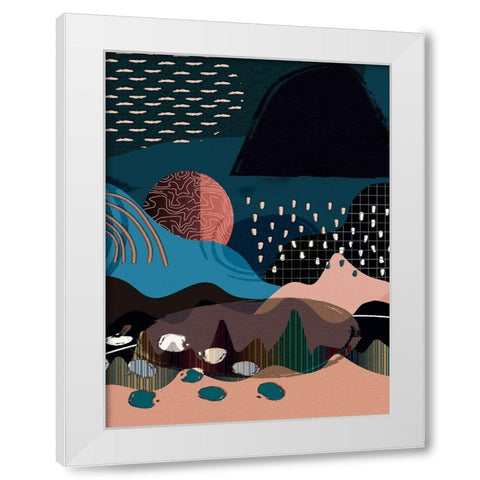 Mid Century Landscape 481 White Modern Wood Framed Art Print by Bolokofsky, Ronald