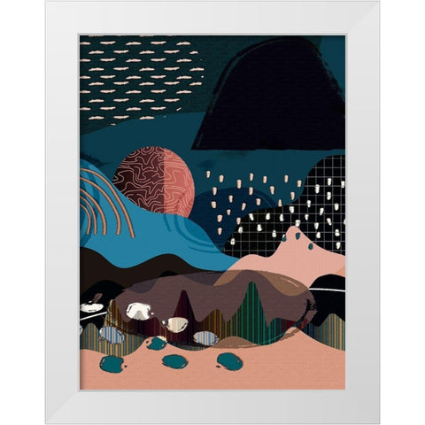 Mid Century Landscape 481 White Modern Wood Framed Art Print by Bolokofsky, Ronald