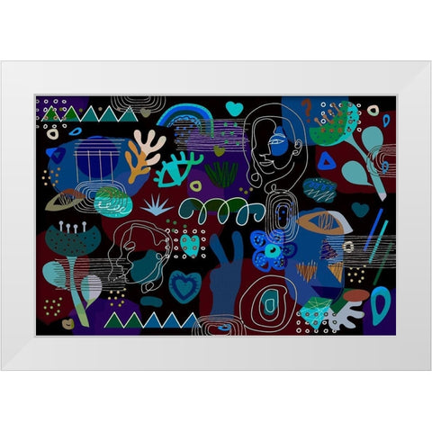 Mid Century Shapes 62 White Modern Wood Framed Art Print by Bolokofsky, Ronald