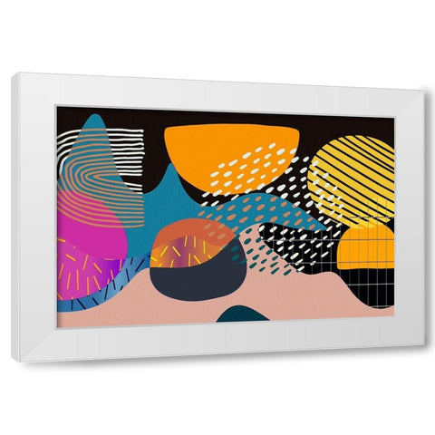 Mid Century Shapes 531 White Modern Wood Framed Art Print by Bolokofsky, Ronald