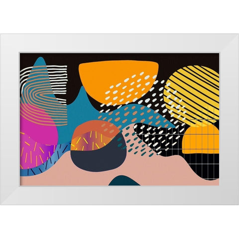 Mid Century Shapes 531 White Modern Wood Framed Art Print by Bolokofsky, Ronald