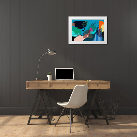 Mid Century Shapes 532 White Modern Wood Framed Art Print by Bolokofsky, Ronald