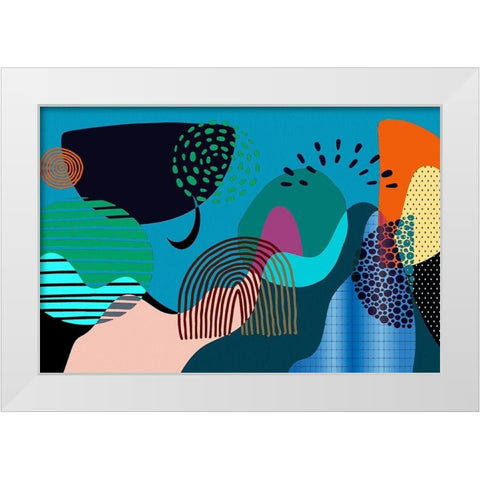 Mid Century Shapes 532 White Modern Wood Framed Art Print by Bolokofsky, Ronald