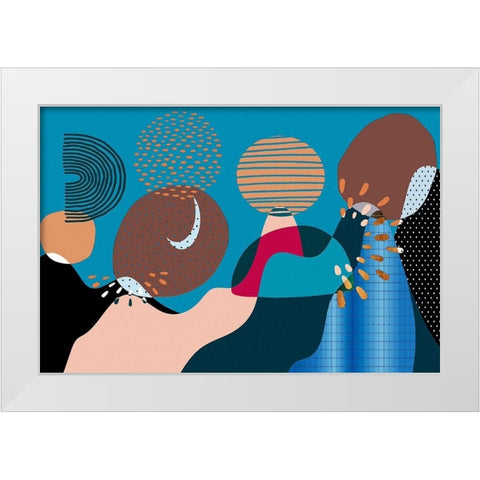 Mid Century Shapes 533 White Modern Wood Framed Art Print by Bolokofsky, Ronald