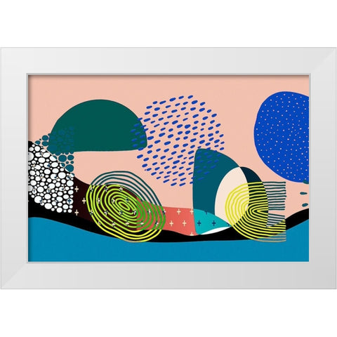 Mid Century Shapes 534 White Modern Wood Framed Art Print by Bolokofsky, Ronald