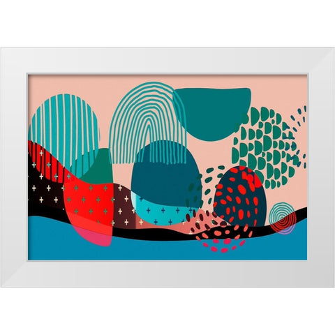 Mid Century Shapes 536 White Modern Wood Framed Art Print by Bolokofsky, Ronald