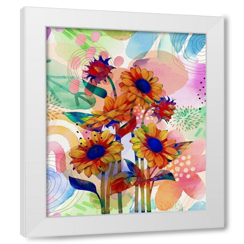 Sunflower Garden 840 White Modern Wood Framed Art Print by Bolokofsky, Ronald