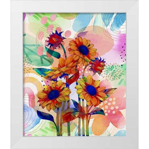 Sunflower Garden 840 White Modern Wood Framed Art Print by Bolokofsky, Ronald