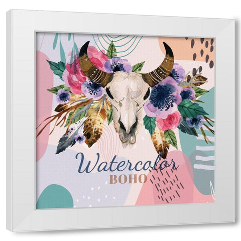 Watercolor Boho 156 White Modern Wood Framed Art Print by Bolokofsky, Ronald