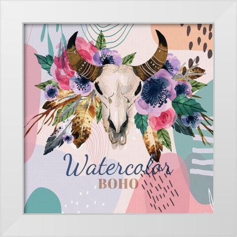 Watercolor Boho 156 White Modern Wood Framed Art Print by Bolokofsky, Ronald