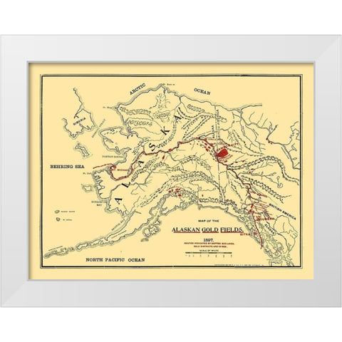 Alaska Gold Fields - Lee 1897 White Modern Wood Framed Art Print by Lee