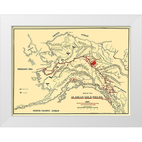Alaskan Gold Fields - Lee 1897 White Modern Wood Framed Art Print by Lee