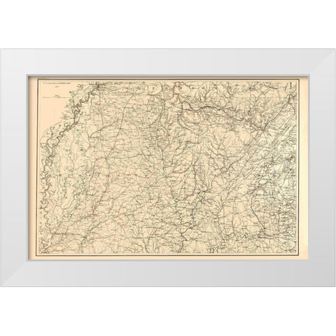 Alabama Mississippi Tennessee - Bache 1865 White Modern Wood Framed Art Print by Bache