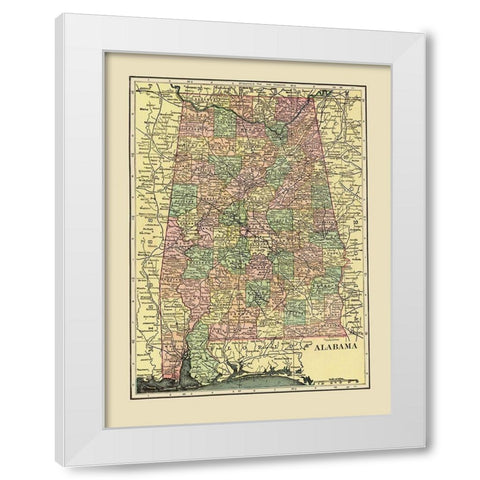 Alabama - Cram 1909 White Modern Wood Framed Art Print by Cram