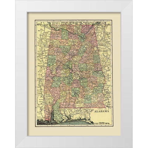 Alabama - Cram 1909 White Modern Wood Framed Art Print by Cram