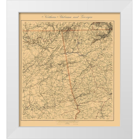 Northern Alabama, Georgia - Krebs 1864 White Modern Wood Framed Art Print by Krebs