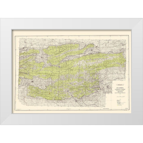 Ouachita National Forest Arkansas - USGS 1945 White Modern Wood Framed Art Print by USGS