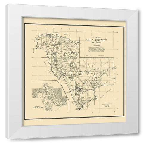 Gila Arizona - Newman 1921 White Modern Wood Framed Art Print by Newman