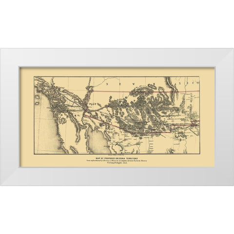 Arizona Proposed Territory - Gray 1857 White Modern Wood Framed Art Print by Gray