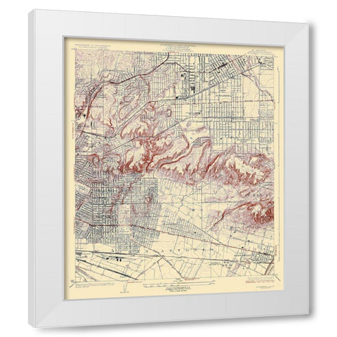 Alhambra California Quad - USGS 1926 White Modern Wood Framed Art Print by USGS