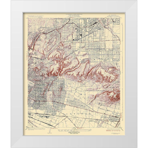 Alhambra California Quad - USGS 1926 White Modern Wood Framed Art Print by USGS