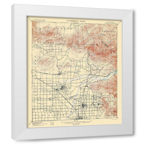 Anaheim California Quad - USGS 1901 White Modern Wood Framed Art Print by USGS