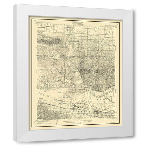 Antioch California Quad - USGS 1908 White Modern Wood Framed Art Print by USGS