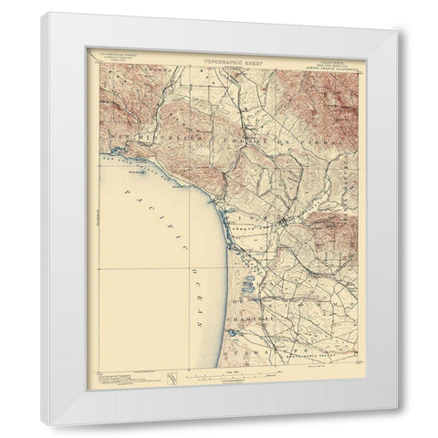 Arroyo Grande California Quad - USGS 1897 White Modern Wood Framed Art Print by USGS